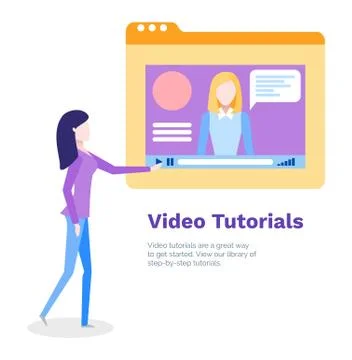 Video Tutorials for Student Studying Online Poster Illustrazione stock