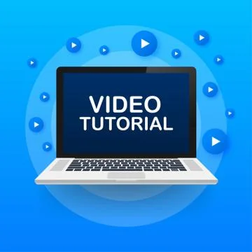 Video tutorials. Study and learning background, distance education and knowle Stock Illustration