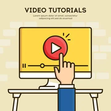 Video tutorials vector line style illustration Stock Illustration