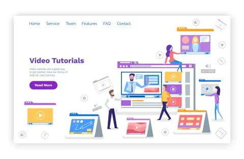 Video Tutorials Web Page with Text Sample Devices イラスト素材