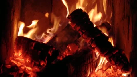 Video for TV background with fire in a fireplace in a warm room Stock Footage 201813776