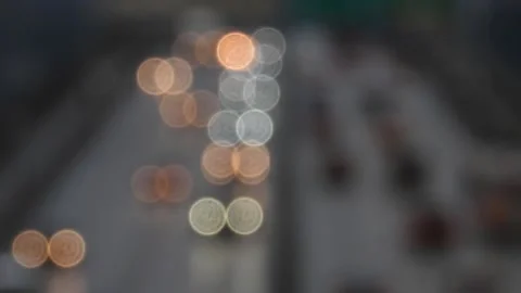 Video of unfocused car lighting flow on the road.    Vancouver BC Canada Stock Footage 149689461