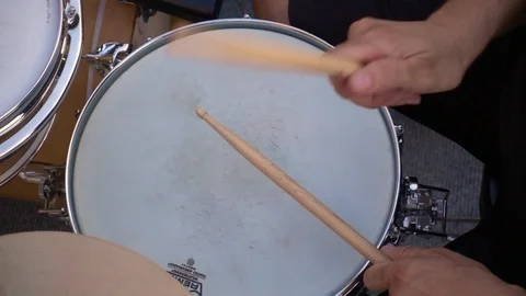 Video of an unrecognizable drummer playing the drum hi-hat during a jazz concert Video stock 112131503