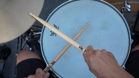Video of an unrecognizable drummer playing the drum hi-hat during a jazz concert Video stock 112131518