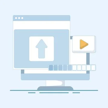 Video upload for Streaming Platform, Internet user uploading video. 스톡 일러스트
