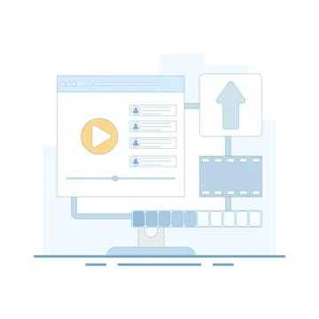 Video upload for Streaming Platform, Internet user uploading video 스톡 일러스트
