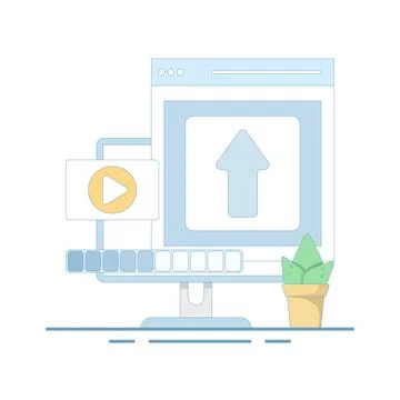 Video upload for Streaming Platform, Internet user uploading video Illustrazione stock
