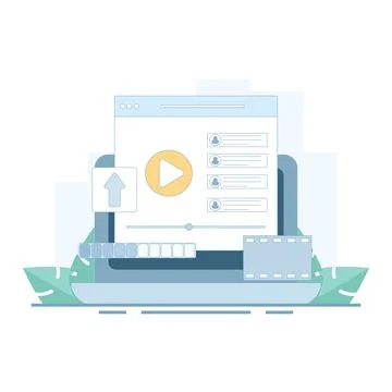 Video upload  for Streaming Platform, Internet user uploading video 스톡 일러스트