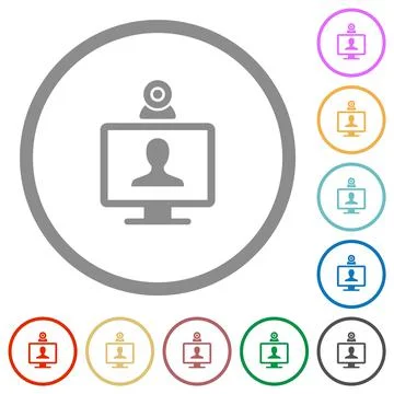 Video user access flat icons with outlines 스톡 일러스트