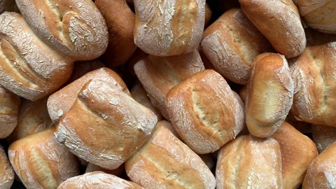 Video of various ciabatta breads in a bakery. Food and industry concept. Stock Footage 262344928