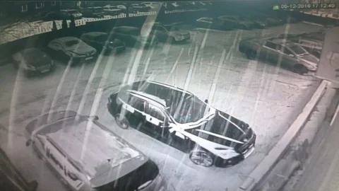 Video view from security camera - surveillance cctv - winter snow street Stock Footage 70352170