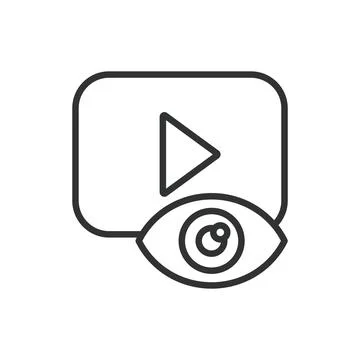 Video views, in line design. View count, video analytics, engagement, video Stock Illustration