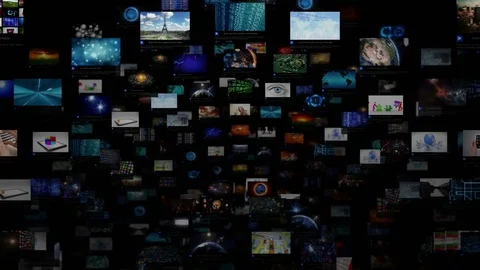 Video Wall Background. Sphere. Journey through video screens. Loopable. Stock Footage