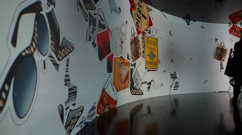 Video wall at the exhibition Video stock 62063722