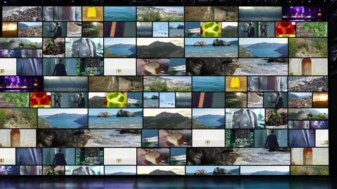Video wall showing multiple profession, nature and industry footage Stock Footage 302396402
