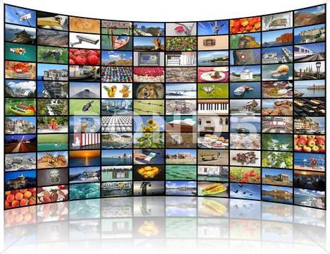 Video wall of TV screen Stock Photos