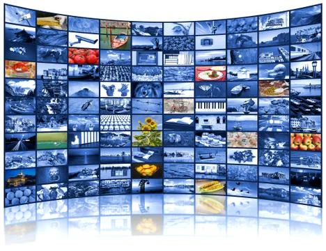 Video wall of TV screen Stock Photos