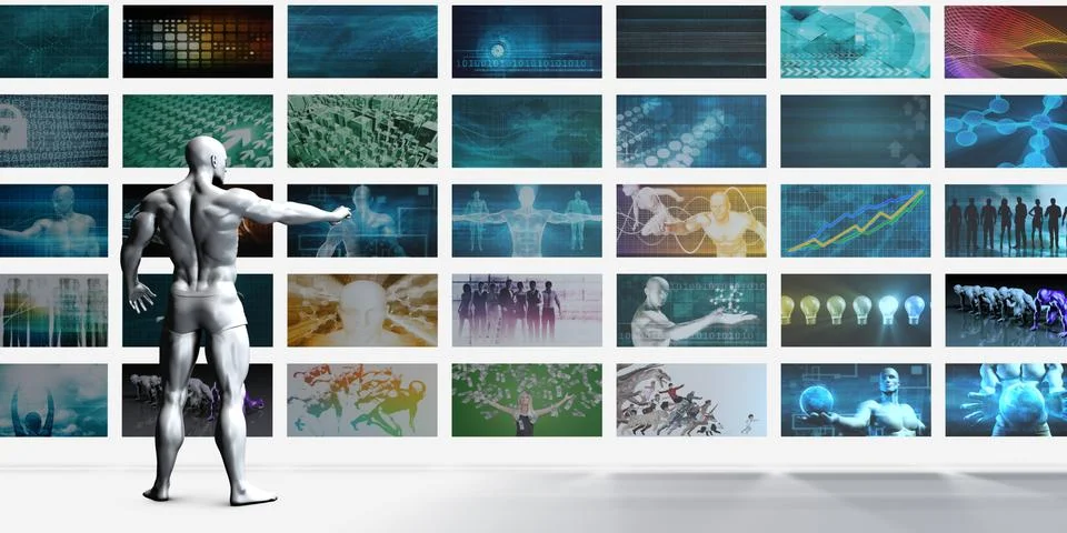 Video Wall on White Background Stock Illustration