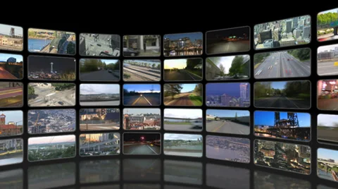 Video Wall Zoom Out Pan (black) Stock Footage 32148500