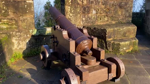 Video of a war cannon inside a fort Stock Footage 253216784