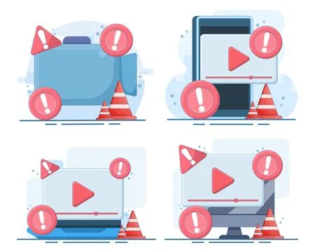 Video warning icon illustration Stock Illustration
