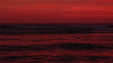Video of the waves of the sea (Pacific Ocean in Lima, Peru) at sunset. Stock Footage 236274847