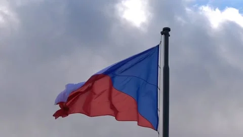 Video of waving Czech flag in the cloudy sky Stock Footage 168355793