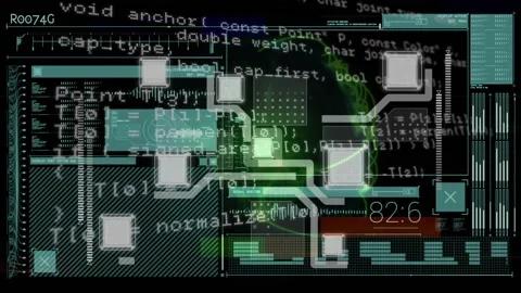 In this video, we see a green globe with network lines and pixel noise Stock Footage 325774238