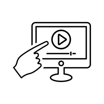 Video, web, classes outline icon. Line art vector. 스톡 일러스트