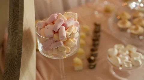 Video wedding decor sweets on the table Stock Footage 64277177