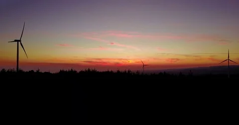Video of windmills at the sunset . Stock Footage 74637619