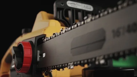 Video wiring power tool saw on black background Stock Footage