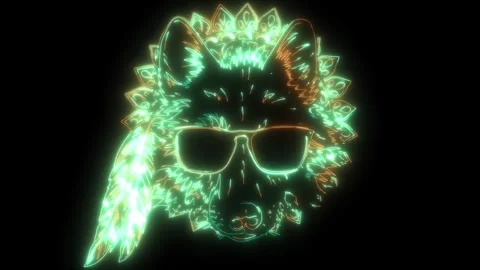 Video of wolf head with sunglasses Stock Footage 274877108