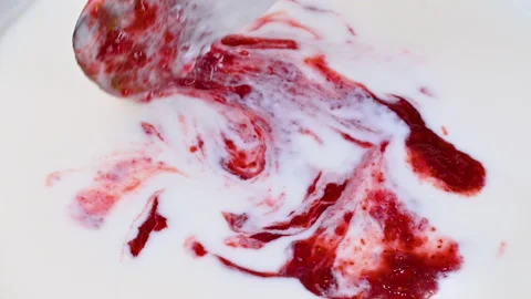 Video of yogurt with raspberry jam Stock Footage 331791072