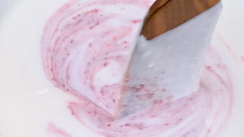 Video of yogurt with raspberry jam Stock Footage 331791074