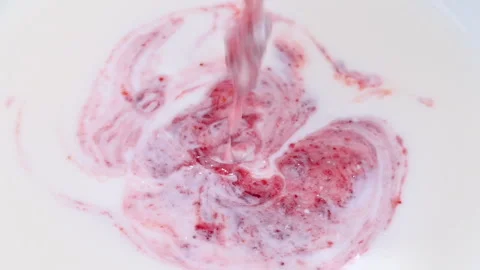 Video of yogurt with raspberry jam Stock Footage 331791079