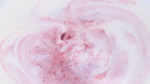 Video of yogurt with raspberry jam Stock Footage 331791348
