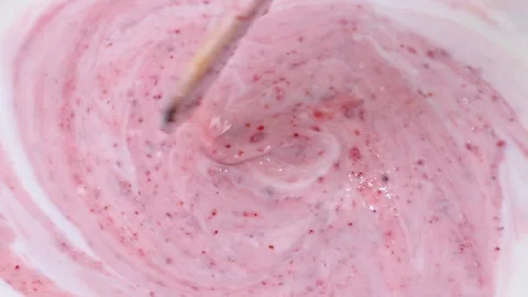 Video of yogurt with raspberry jam Stock Footage 331791376