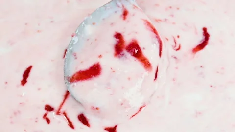 Video of yogurt with raspberry jam Stock Footage 331791418