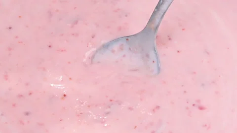 Video of yogurt with raspberry jam Stock Footage 331791493