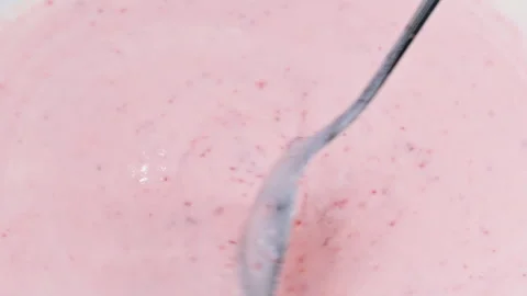 Video of yogurt with raspberry jam Stock Footage 331791535