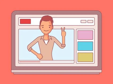 Videoblogger on a screen Stock Illustration