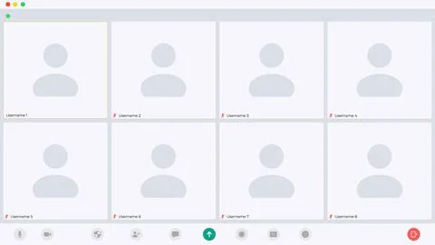 Videocall conference user interface template for video chat user window mock up イラスト素材