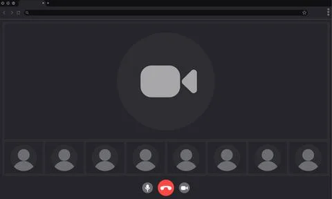 Videocall interface mockup, laptop computer screen Stock Illustration