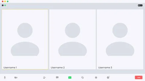 Videocall interface screen vector template, web chat ui. Video call windows of Illustrazione stock