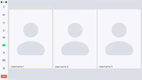 Videocall interface screen vector template, web chat ui. Video call windows of Stockillustratie