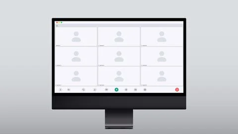 Videocall interface screen vector template, web chat ui. Video call windows of Stock Illustration