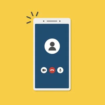 Videocall interface on smartphone. Online webinar or video conference screen Stock Illustration