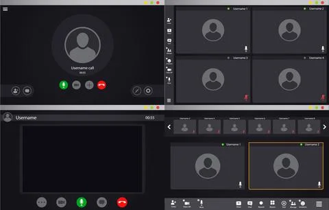 Videocall interface, video call or chat UI screen Stock Illustration