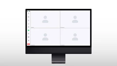 Videocall interface, video call screen icons and UI template, vector overlay 스톡 일러스트